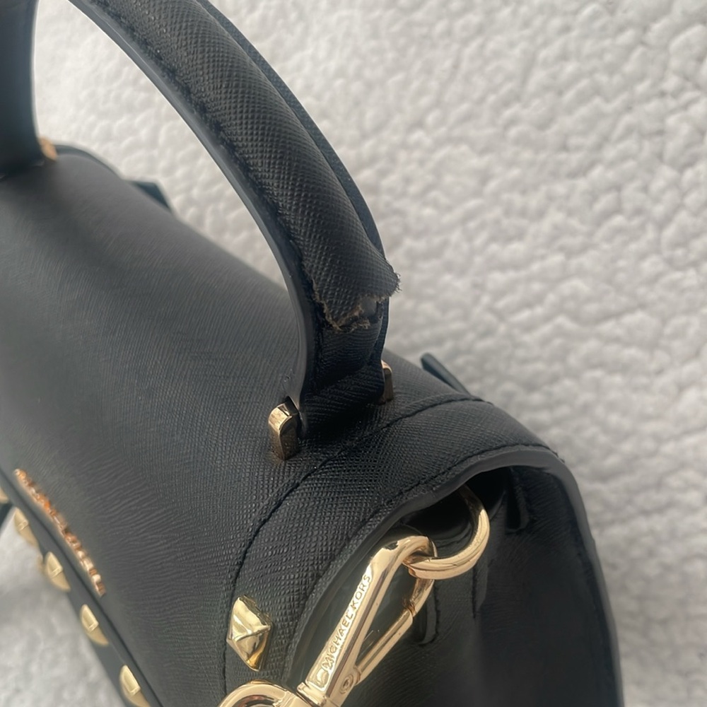 Michael Kors Black And Gold Small Top Handle Purse - Picture 2 of 8